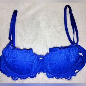Victoria Secret PINK Matisse Blue Date Royal Blue Lace Bra Size 32B